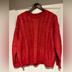 LOFT Vibrant Red Cable Knit Sweater
